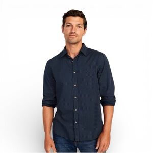 NWOT OLD NAVY Men’s Classic-Fit Everyday Shirt Navy Blue Polka Dots Size Large